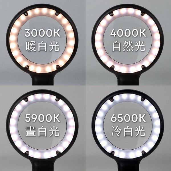預購1-2周到貨 OHBIG 大鏡面LED調光調色放大鏡 3x 8D 非球面 手持式 AA-AL001-A8D 福利品 