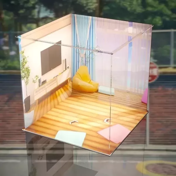 廣角背景互卡結構展示盒30*30*30 明亮居室 無燈 