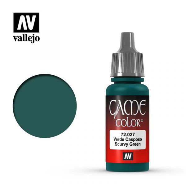 Acrylicos Vallejo -027 - 72027 - 遊戲色彩 Game Color - 敗血綠色 Scurvy Green - 17 ml. 