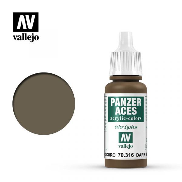  Acrylicos Vallejo - 70316 - 裝甲王牌 Panzer Aces - 深泥土色 Dark Mud - 17 ml. 