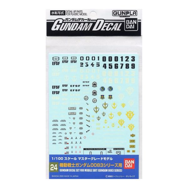 萬代 BANDAI 鋼彈水貼紙 No.24 MG 1/100 0083系列 通用水貼 萬代 BANDAI 鋼彈水貼紙 No.24 MG0083 通用水貼