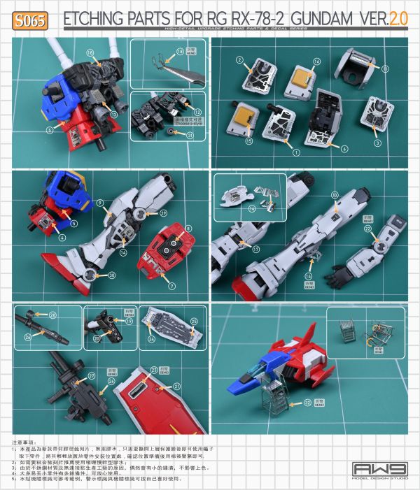 預購3月 鋼魂 AW9 S65 RG 1/144 RX-78-2 鋼彈 初鋼 2.0 改造蝕刻片 附水貼 