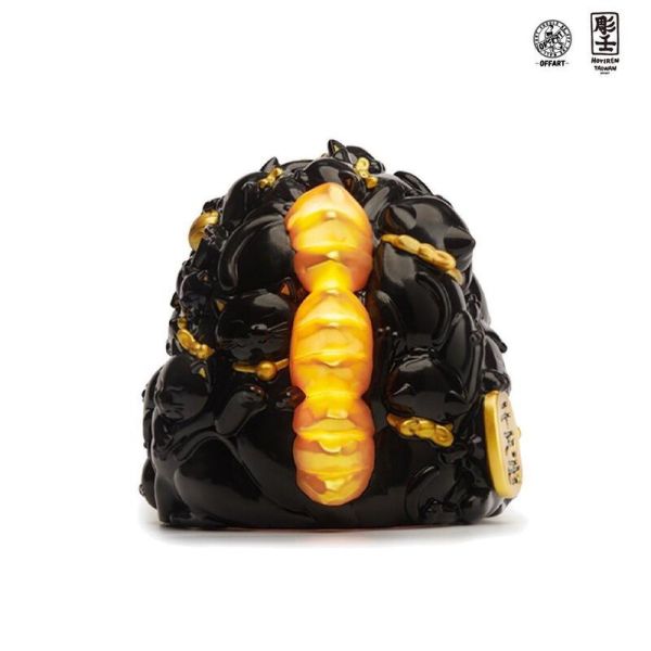 預購8月 OFFART X 雕壬 百貓紅蓮 迷你招財頭雕 墨金版 