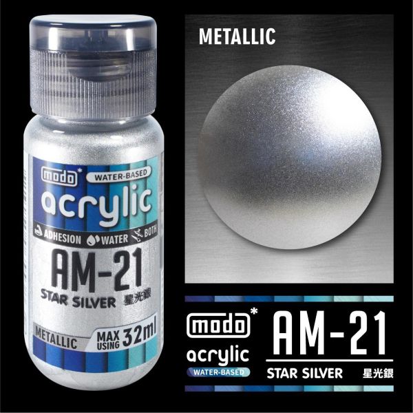 摩多製漆所 MODO 水性漆 金屬色 AM-21 星光銀 32ml 