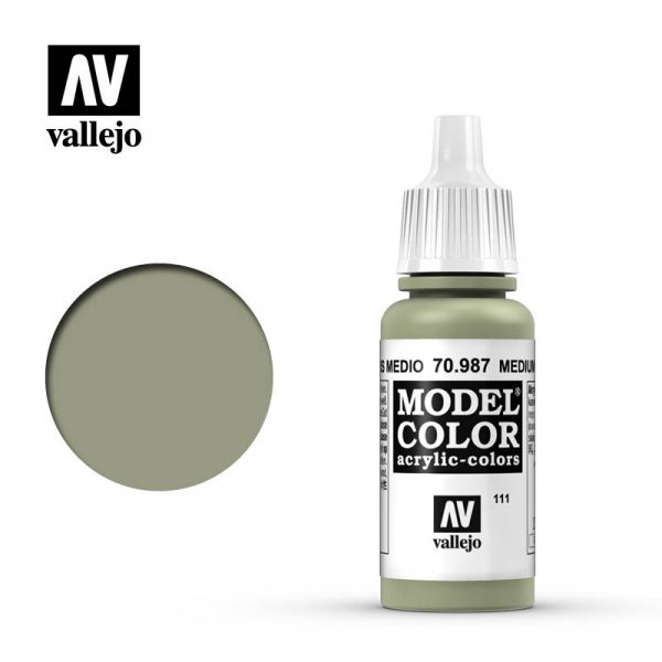 Acrylicos Vallejo -111 - 70987 - 模型色彩 Model Color - 中階灰色 Medium Grey - 17 ml. 