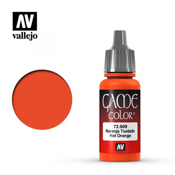 Acrylicos Vallejo -009 - 72009 - 遊戲色彩 Game Color - 暖橘色 Hot Orange - 17 ml. 