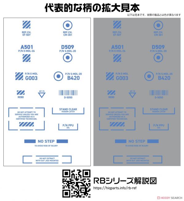 HIQPARTS 1/144 RB03-144BLU 模型用警示貼紙 藍色 <1入> 