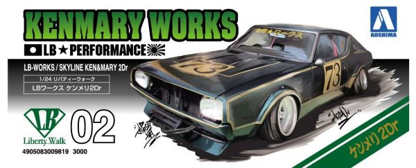 青島社 AOSHIMA 1/24 汽車模型 LB -Works NO.02  Kenmeri 2Dr 組裝模型 
