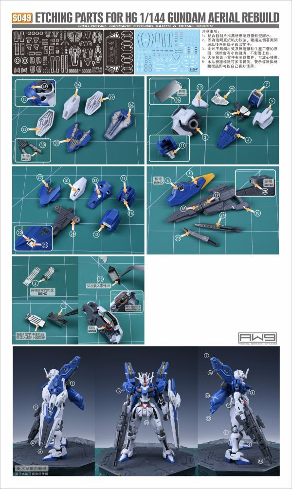 鋼魂 AW S049 萬代 1/144 HG 風靈鋼彈修改型 水星的魔女 蝕刻片組 附水貼 