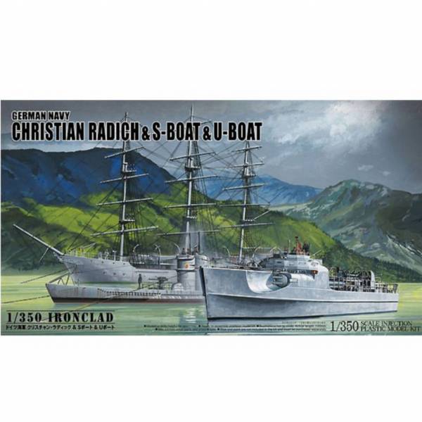 青島社 AOSHIMA 1/350 德國海軍 christian radich&S-BOAT&U-BOAT (三入一組) 