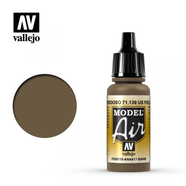 西班牙 Vallejo AV水性漆 Model Air 71139 美國田野黃褐色 17ml 