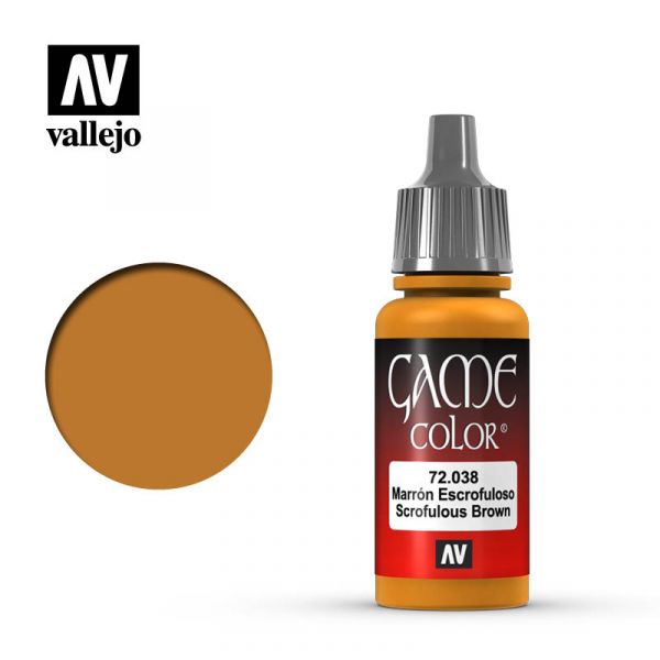 Acrylicos Vallejo -038 - 72038 - 遊戲色彩 Game Color - 淋巴結核棕色 Scrofulous Brown - 17 ml. 