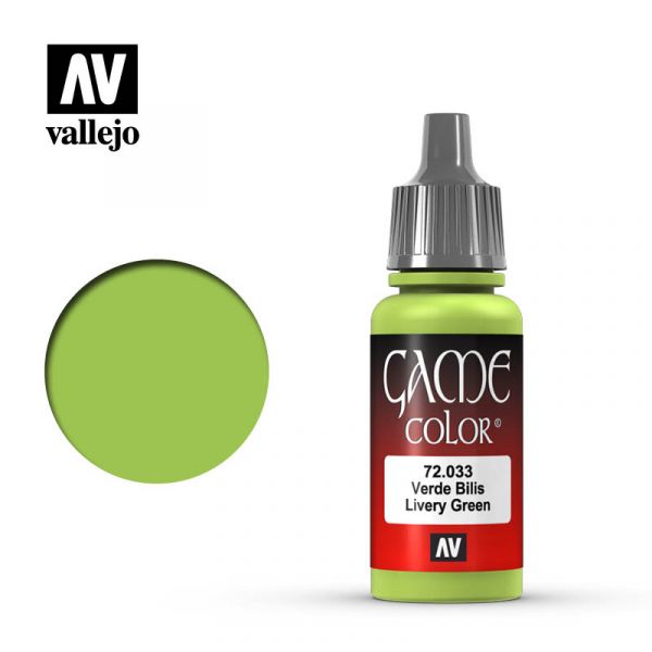 Acrylicos Vallejo -033 - 72033 - 遊戲色彩 Game Color - 膽汁綠 Livery Green - 17 ml. 