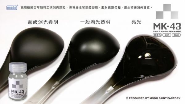 摩多製漆所 MODO 硝基漆 MK-43 超級消光透明 筆塗用濃度 30ml <新配方新包裝> 