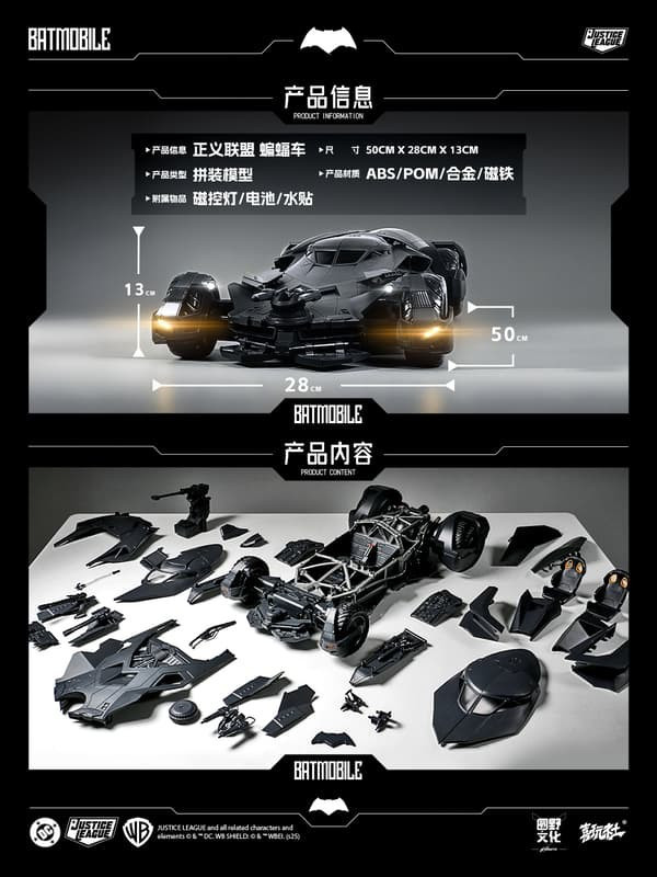 預購10-12月 喜玩社 1/12 DC正版授權 正義聯盟 大本蝙蝠車 組裝模型 