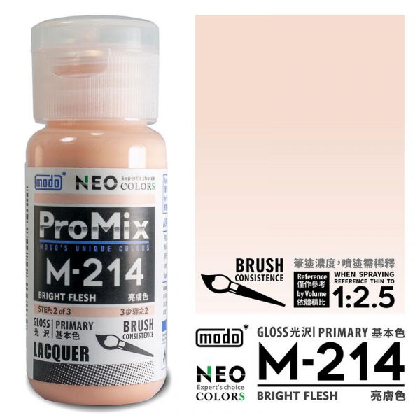摩多製漆所 MODO 硝基漆 M-214 亮膚色 筆塗用濃度 30ml <新配方新包裝> 