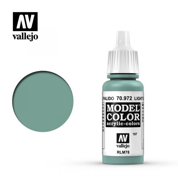 Acrylicos Vallejo -107 - 70972 - 模型色彩 Model Color - 淺綠藍色 Light Green Blue - 17 ml. 
