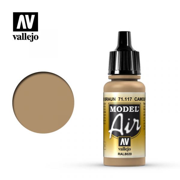 西班牙 Vallejo AV水性漆 Model Air 71117 迷彩棕色 17ml 