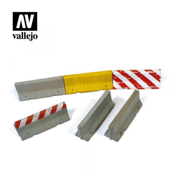 西班牙 Vallejo SC214 造景系列 1/35 混凝土路障 紐澤西護欄 4入組 