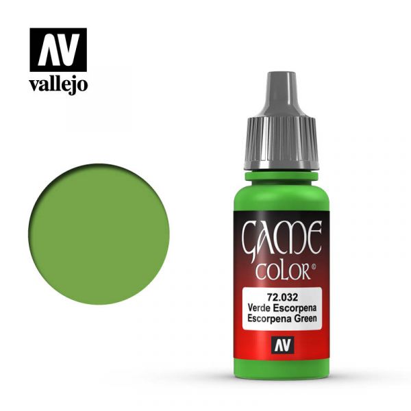 Acrylicos Vallejo -032 - 72032 - 遊戲色彩 Game Color - 蠍綠色 Scorpy Green - 17 ml. 