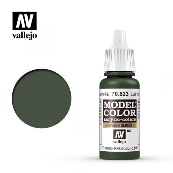 Acrylicos Vallejo -086 - 70823 - 模型色彩 Model Color - 德國二戰空軍迷彩綠色 Luftwaffe Cam.Green - 17 ml. 