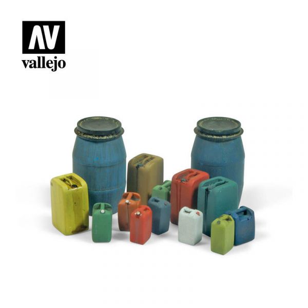 西班牙 Vallejo SC211 造景系列 1/35 綜合現代塑膠桶 14入組 