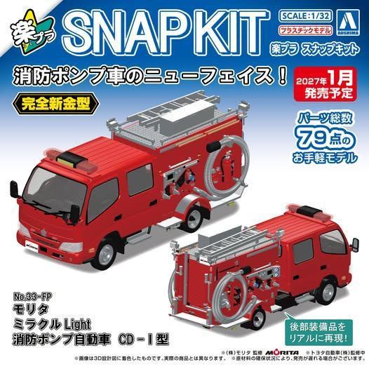 預購27年1月 青島社 樂Pla 1/32 Morita Miracle Light 消防車 CD-I型 