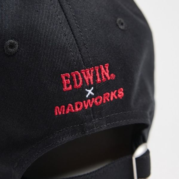 預購Q4 EDWIN x MADWORKS武士頭盔M字徽電馭風格棒球帽-黑 