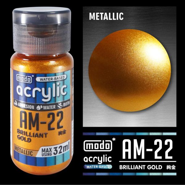摩多製漆所 MODO 水性漆 金屬色 AM-22 絢金 32ml 