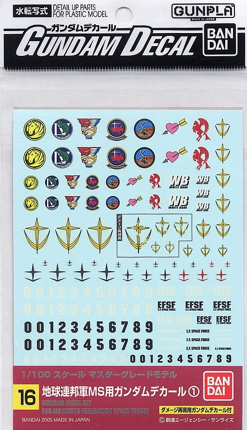 萬代 BANDAI 鋼彈水貼紙 No.16 地球聯邦軍MS通用水貼 萬代 BANDAI 鋼彈水貼紙 No.16 地球聯邦軍MS通用水貼