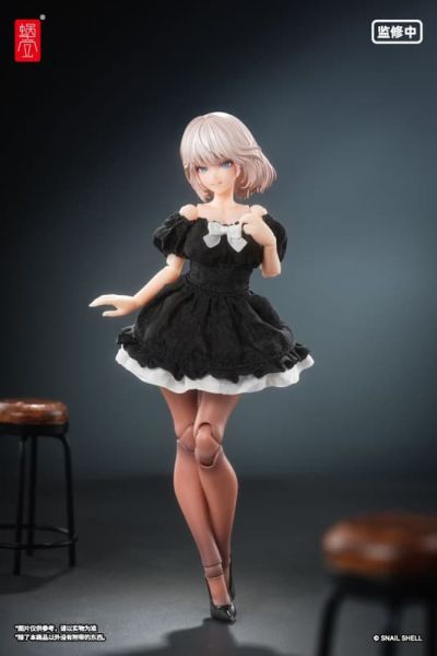 預購26年Q3 蝸之殼 1/12 機娘通用 真絲材質泡泡袖連衣裙(黑色) 不含本體 