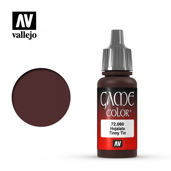 Acrylicos Vallejo -060 - 72060 - 遊戲色彩 Game Color - 拋光錫色 Tinny Tin - 17 ml. 