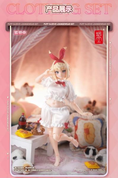 預購26年第四季 蝸之殼 泡泡袖家居服套裝（白色）配件 不含人偶本體 
