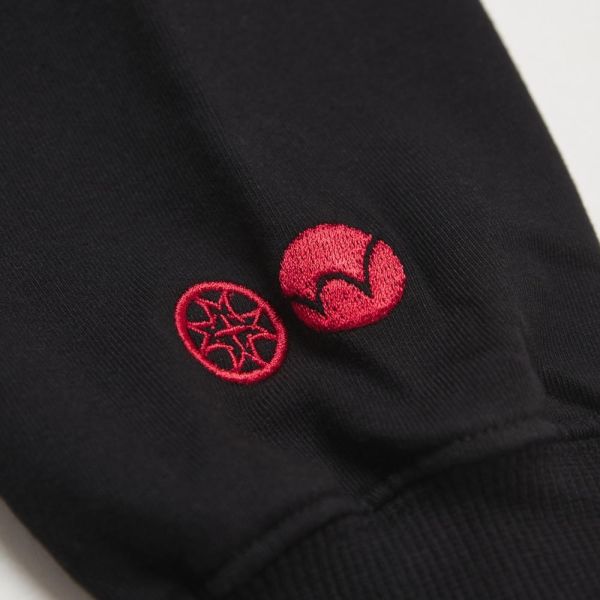 預購Q4 EDWIN x MADWORKS狂熱烈火文字刺繡電馭寬版長袖T-黑 