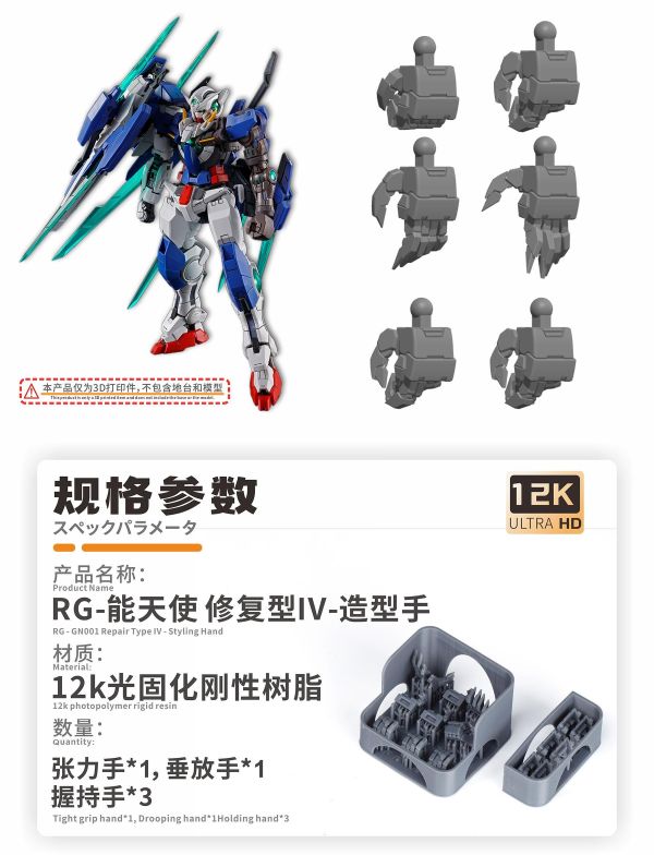預購Q4 新月 RG能天使-修復型IV 6入造型手 3D改件 