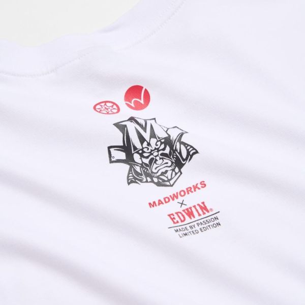 預購Q4 EDWIN x MADWORKS白武士心眼電馭吸濕排汗寬版短袖T-白 