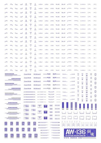 鋼魂 AW-136 1/100&1/144 鈷藍色 細部警告標示水貼<1入> 