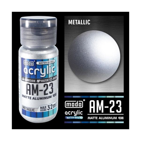 摩多製漆所 MODO 水性漆 金屬色 AM-23 啞鋁 32ml 