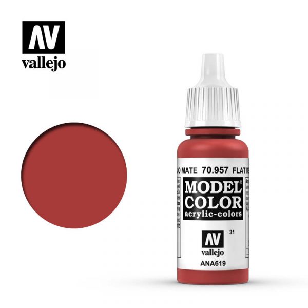 Acrylicos Vallejo -031 - 70957 - 模型色彩 Model Color - 平光紅色 Flat Red - 17 ml. 