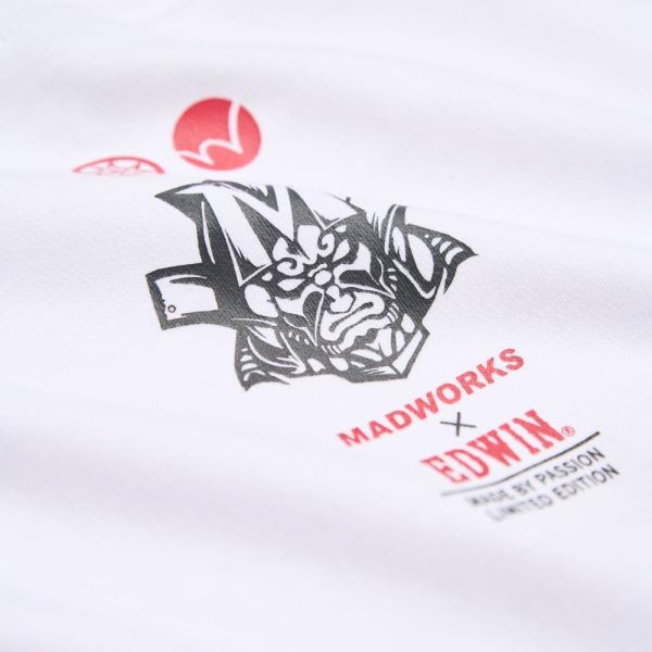 預購Q4 EDWIN x MADWORKS白武士心眼電馭吸濕排汗寬版短袖T-白 