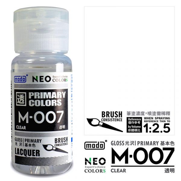 摩多製漆所 MODO 硝基漆 M-007 透明 筆塗用濃度 30ml <新配方新包裝> 