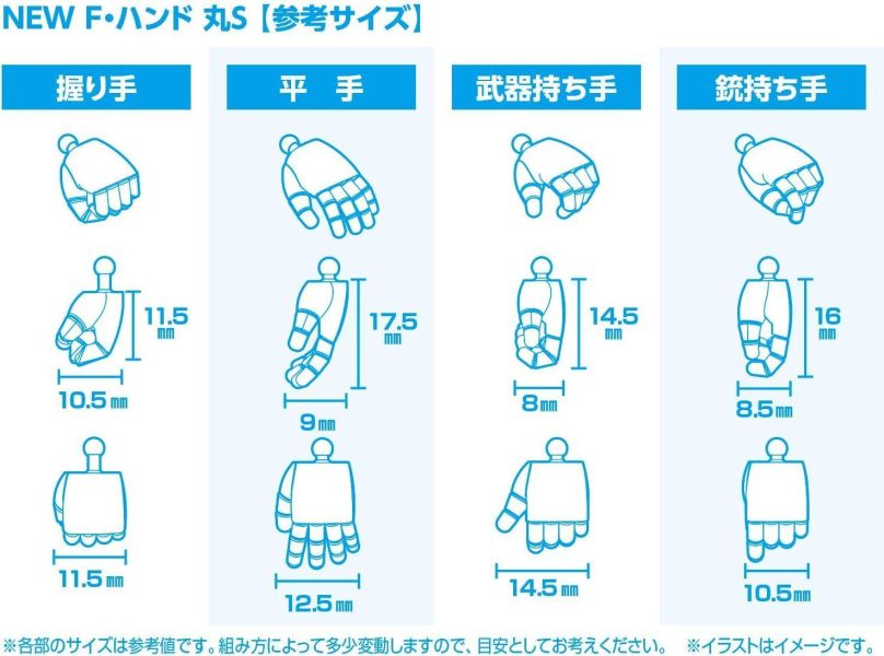 WAVE  F-HANDS 圓形手 S 灰色 