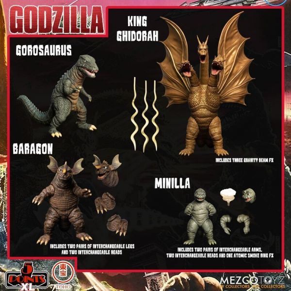 MEZCO 5 Points XL 哥吉拉 1968 怪獸總進擊 Round 2 寶箱組 