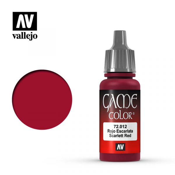 Acrylicos Vallejo -012 - 72012 - 遊戲色彩 Game Color - 腥紅色 Scarlett Red - 17 ml. 