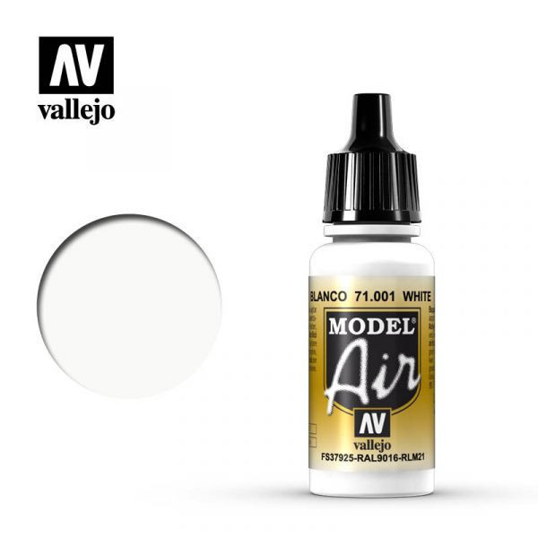 西班牙 Vallejo AV水性漆 Model Air 71001 - 白色 White - 17 ml.l 