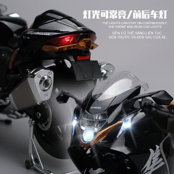 預購7月 12吋 1300R 鈴木隼-黑 超擬真 1/6 合金摩托車 