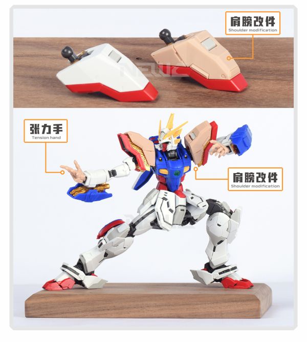 預購8月 MADWORKS 新月 RG閃光鋼彈-造型手三對+肩甲+臉部 改件（透明/膚色)2種選擇 