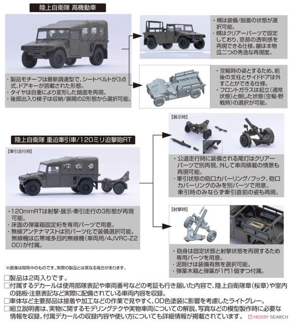 富士美 FUJIMI 1/72 軍事模型 陸上自衛隊 高機動車 2輛入 組裝模型 