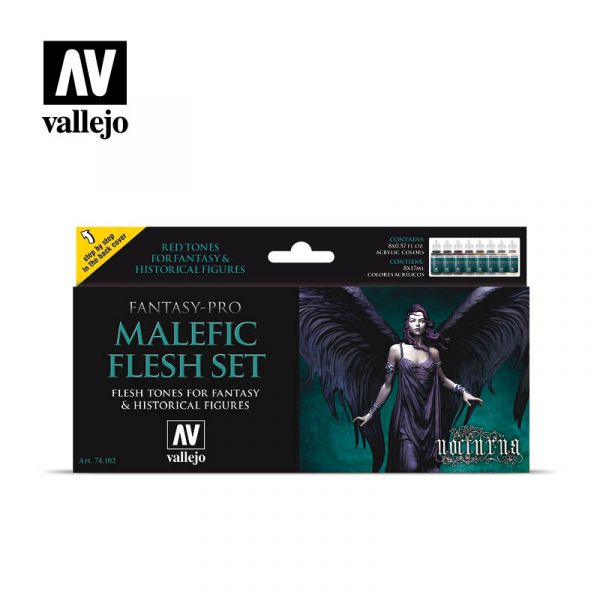 Acrylicos Vallejo -74102 - Pro Nocturna - 邪惡膚色套組 Malefic Flesh Set (8) 