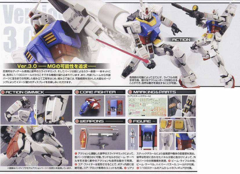 萬代 BANDAI 1/100 MG RX-78-2 鋼彈 Ver.3.0 組裝模型 